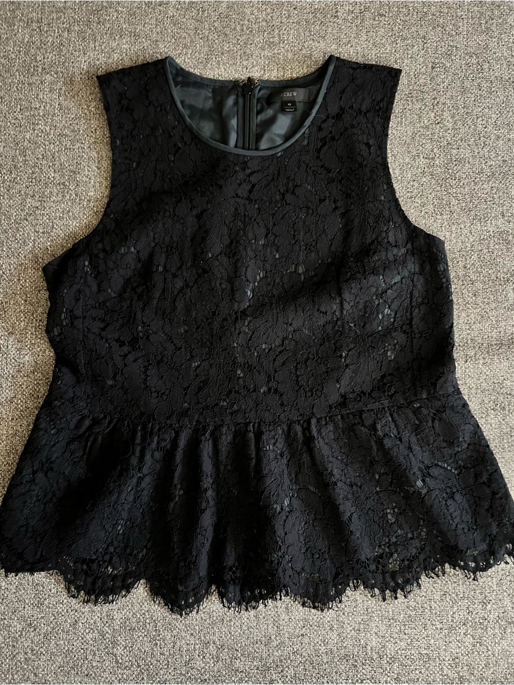 J. Crew Black Lace Peplum Top